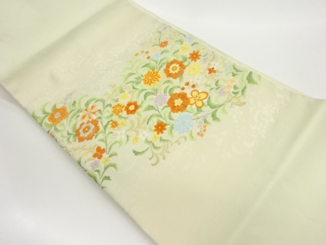 草花模様織出し名古屋帯